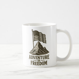 Adventure is Freedom Patriotic Design Coffee Mug