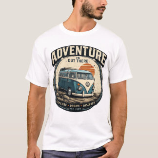 Adventure Is Out There – Retro Camper Van Graphic T-Shirt