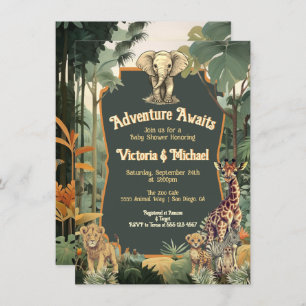 Adventure Jungle Animals Baby Shower Invitation