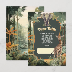 Adventure Jungle Animals Shower Diaper Raffle Invitation