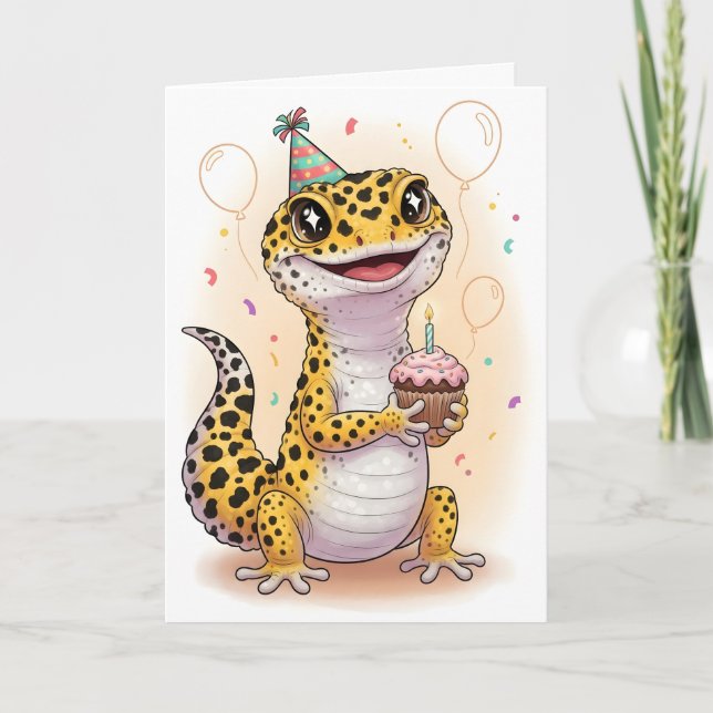 Adventure Leopard Gecko Birthday Card (Front)