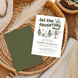 Adventure Little Camper Doodle boy  baby shower  Invitation