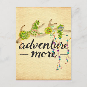 Adventure More Boho Antler Postcard