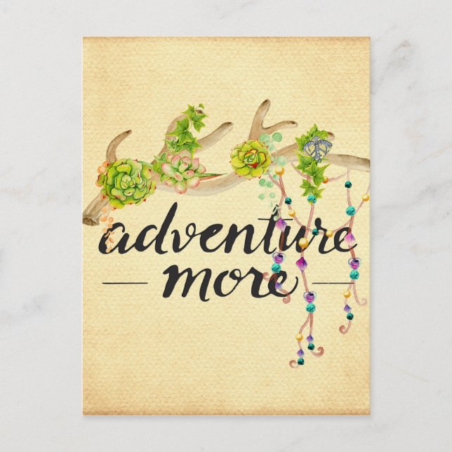 Adventure More Boho Antler Postcard (Front)