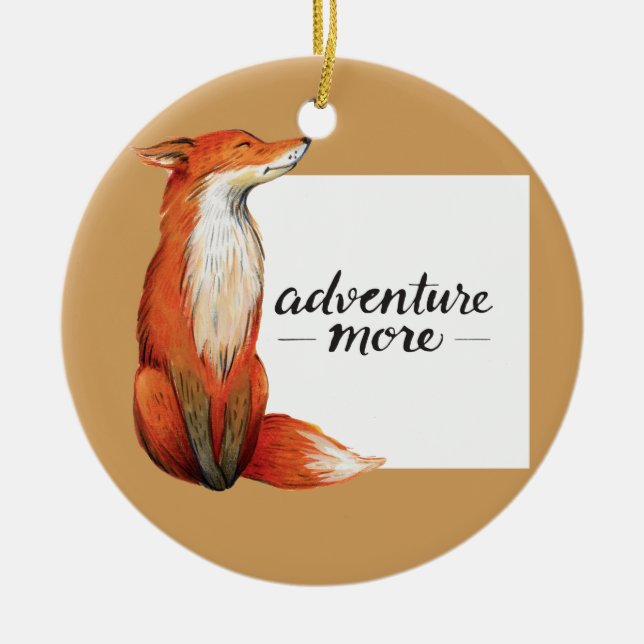 adventure more fox ceramic tree decoration (Front)