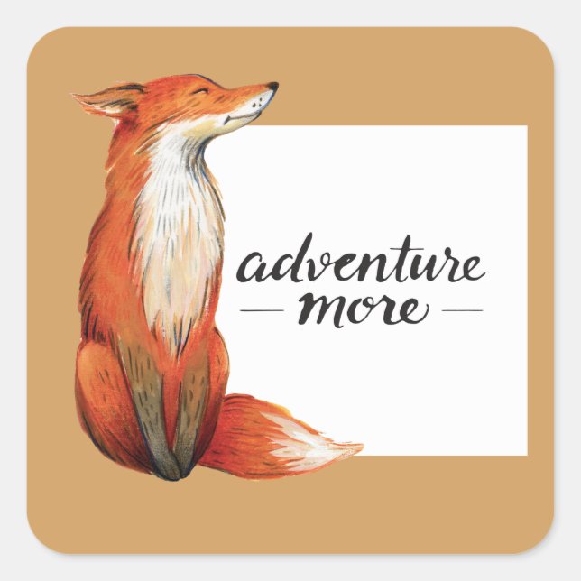 adventure more fox square sticker (Front)