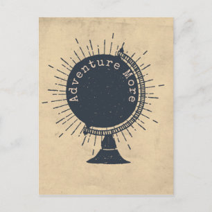 Adventure More Hipster Globe Postcard