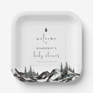 Adventure Mountain Forest Baby Shower Welcome Paper Plate