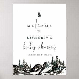 Adventure Mountain Forest Baby Shower Welcome Poster