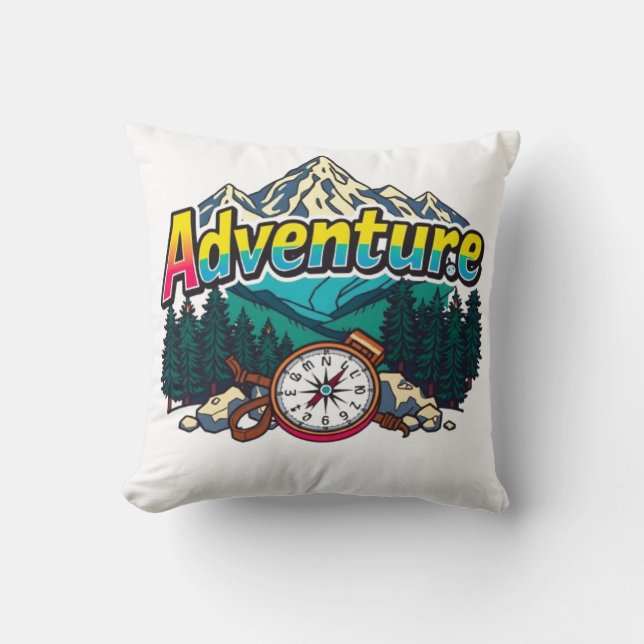 Adventure Mountain – Outdoor Hiking Nature Design  Cushion (Front)