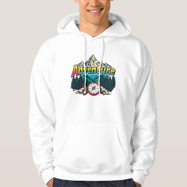 Adventure Mountain – Outdoor Hiking Nature Design  Hoodie (Front)