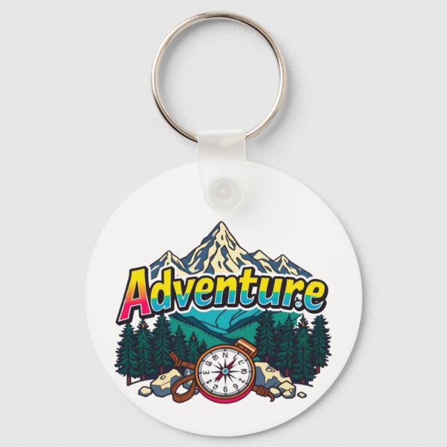 Adventure Mountain – Outdoor Hiking Nature Design  Key Ring (Front)