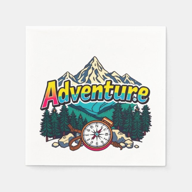 Adventure Mountain – Outdoor Hiking Nature Design  Napkin (Front)