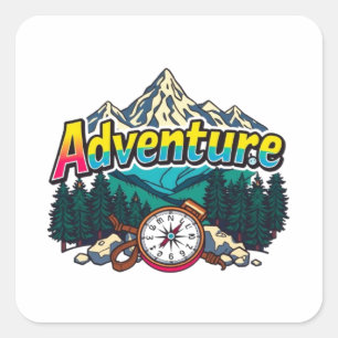 Adventure Mountain – Outdoor Hiking Nature Design Square Sticker