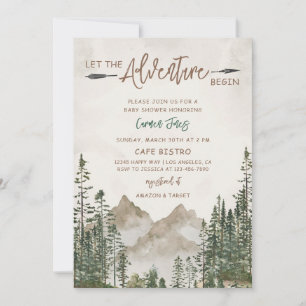 Adventure Mountain Pine Baby Shower Invitation