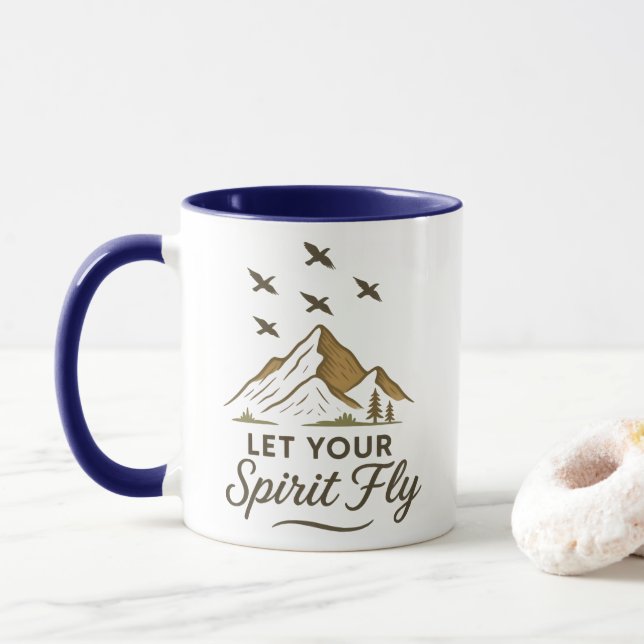 Adventure Mug | Let Your Spirit Fly | Mountain & N (With Donut)