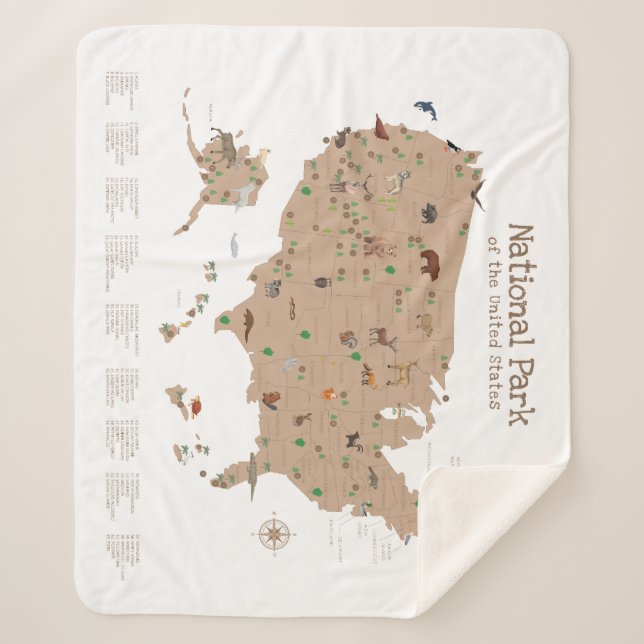Adventure National Park Map Woodland Nursery  Sherpa Blanket (Front)