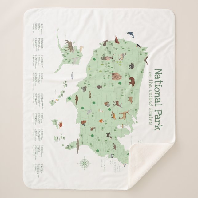 Adventure National Park Map Woodland Nursery  Sherpa Blanket (Front)
