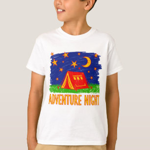 Adventure Night Camping Tent Kids Drawing T-Shirt