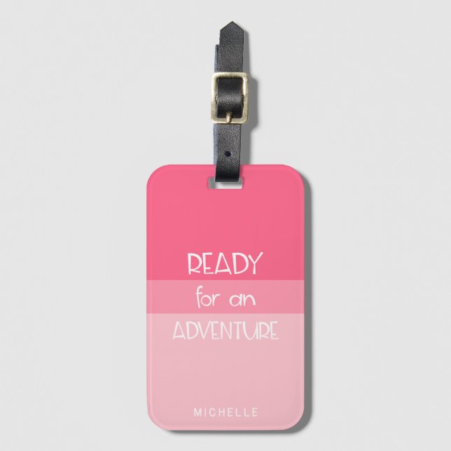 Adventure Ombre Pink | Monogram Luggage Tag (Front Vertical)