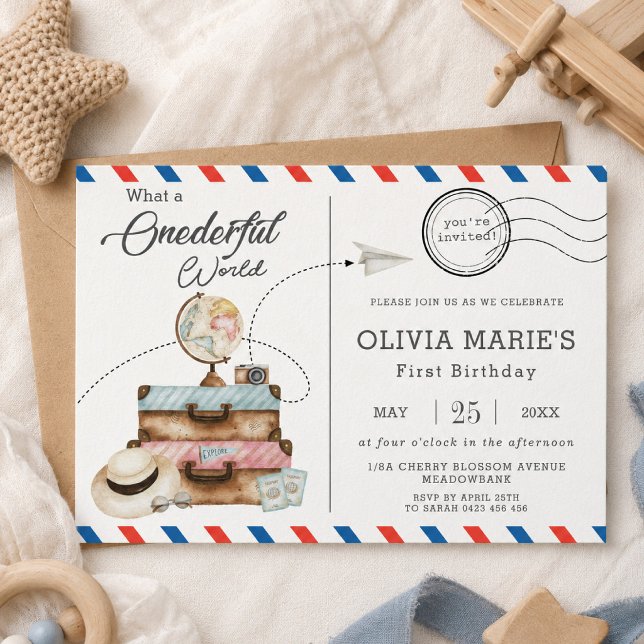 Adventure Onederful Travel Voyage Postage Mail Invitation (Creator Uploaded)