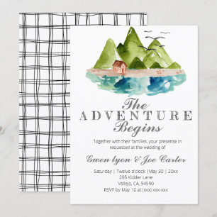 Adventure outdoor mountain wedding invitation
