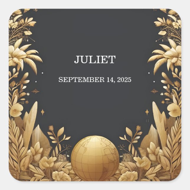 Adventure Passport Boarding Pass Bridal Shower Square Sticker (Front)