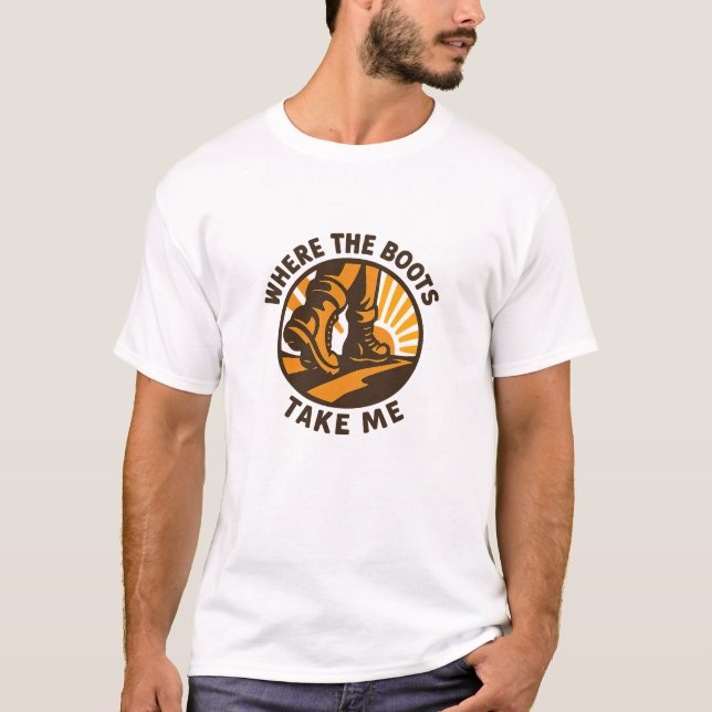 Adventure Path Golden Boots Design T-Shirt (Front)