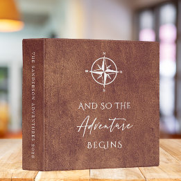 Adventure Personalised Brown Leather  3 Ring Binder