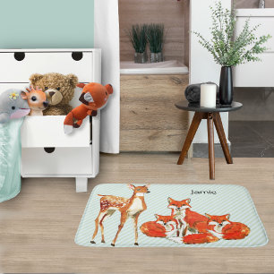 Adventure Personalised Fox Deer Childrens Bath Mat