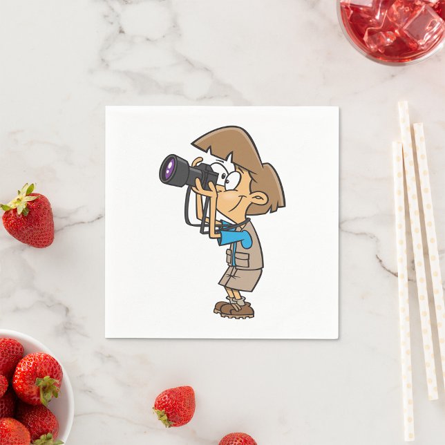 Adventure Photographer Boy with Camera Napkin (Creator Uploaded)