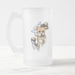 Adventure Pup and Kitty Frosted Glass Beer Mug