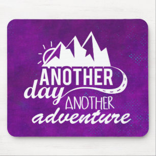 Adventure Quote - Mountains on Purple Background Mouse Mat