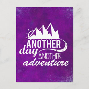 Adventure Quote - Mountains on Purple Background Postcard