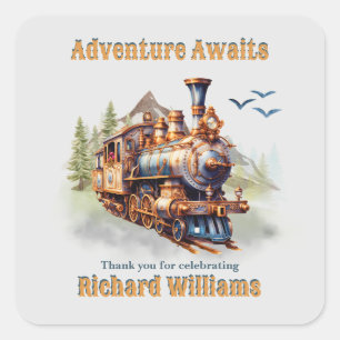 Adventure Retirement Vintage Train Mountains  Square Sticker