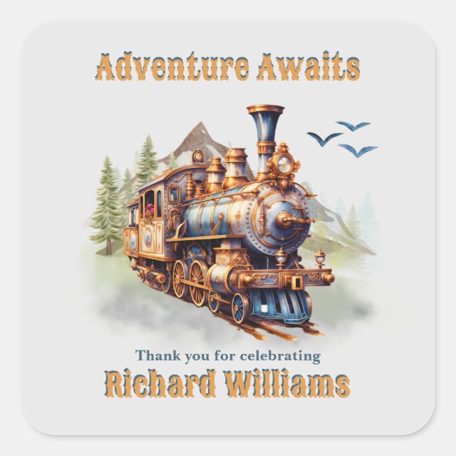 Adventure Retirement Vintage Train Mountains  Square Sticker (Front)