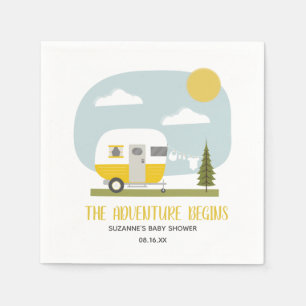 Adventure Retro Yellow Camper Neutral Baby Shower Napkin