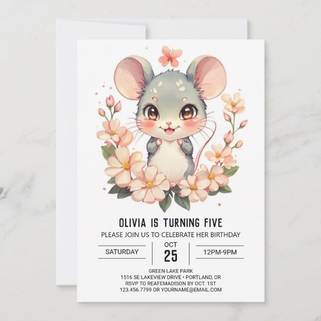 Adventure Rodent Mouse Birthday Invitation (Front)