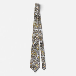 Adventure Royal Satin Cream Paisley Neck Tie