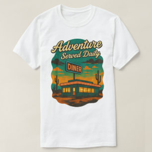 Adventure Served Daily Retro Diner Print T-Shirt