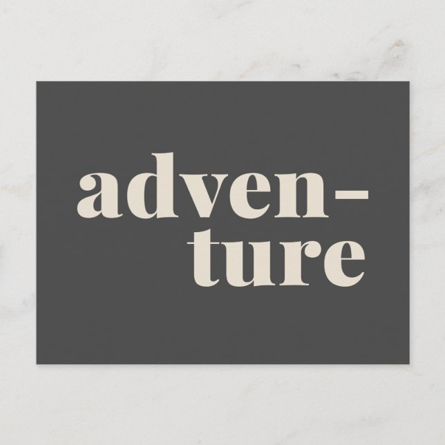 Adventure | Simple Inspirational Travel Quote Grey Postcard (Front)