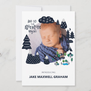 Adventure Sketch Double Sided Birth Announcement