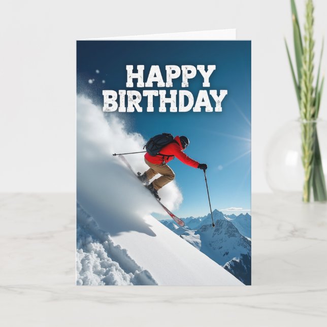 Adventure Ski Birthday Card (Front)