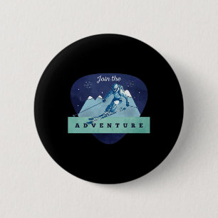 Adventure Skiing Mountain 6 Cm Round Badge