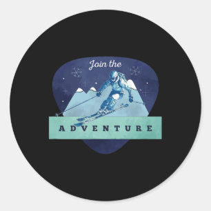 Adventure Skiing Mountain Classic Round Sticker
