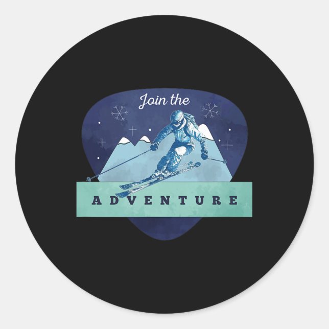 Adventure Skiing Mountain  Classic Round Sticker (Front)