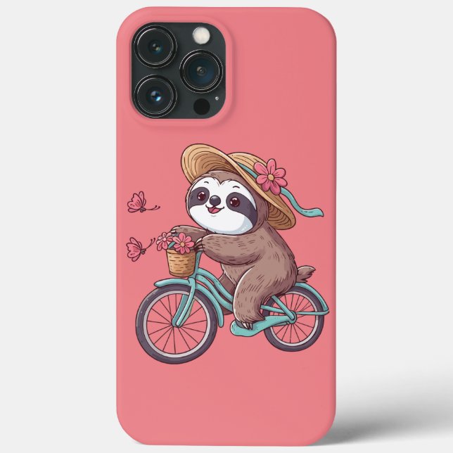 Adventure Sloth on Bike, Cute Sloth On A Bike Ride Case-Mate iPhone Case (Back)