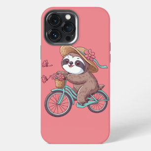 Adventure Sloth on Bike, Cute Sloth On A Bike Ride iPhone 13 Pro Max Case