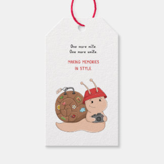 Adventure Snail with Camera Cute Travel Cartoon Gift Tags