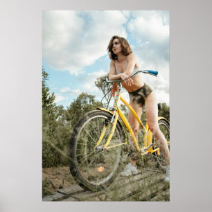 Adventure Spirit – Woman with Yellow Bicycle Poster